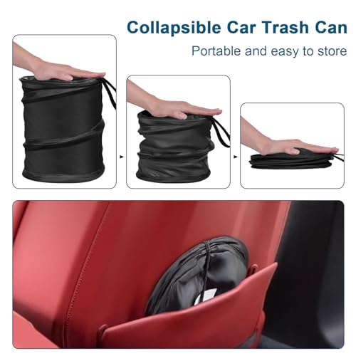 Image of Car Trash Can, 2.6 Gallons Car Garbage Can, Collapsible Trash Bin | Pop-Up Trash Can for Car Front Back Seat, Portable Car Trash Bag Hanging for Vehicle SUV Rv Truck Accessories Interior, Black
