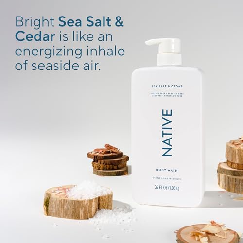 Native Body Wash for Women & Men, Sea Salt & Cedar, 36 oz Pump Bottle, Sulfate-Free & Gentle - Image 6