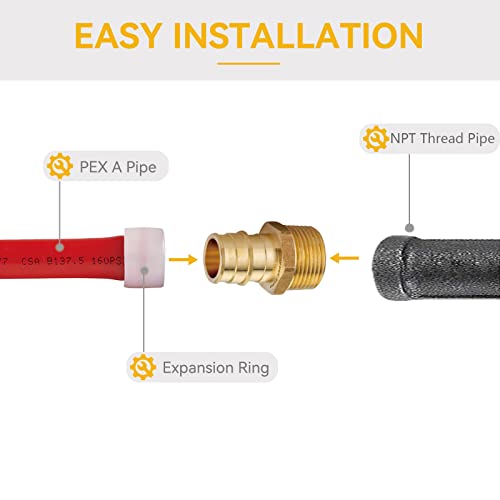 Accesorios PEX-A con rosca macho NPT de 3/4 para tubería de cobre en pack de 20 unidades 4