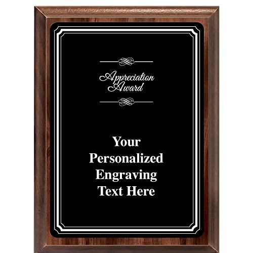 Crown Awards 7"X9" Black Metal Plate Appreciation Plaque, Personalized Appreciation Wood Plaque Award with Your Text Black Plate