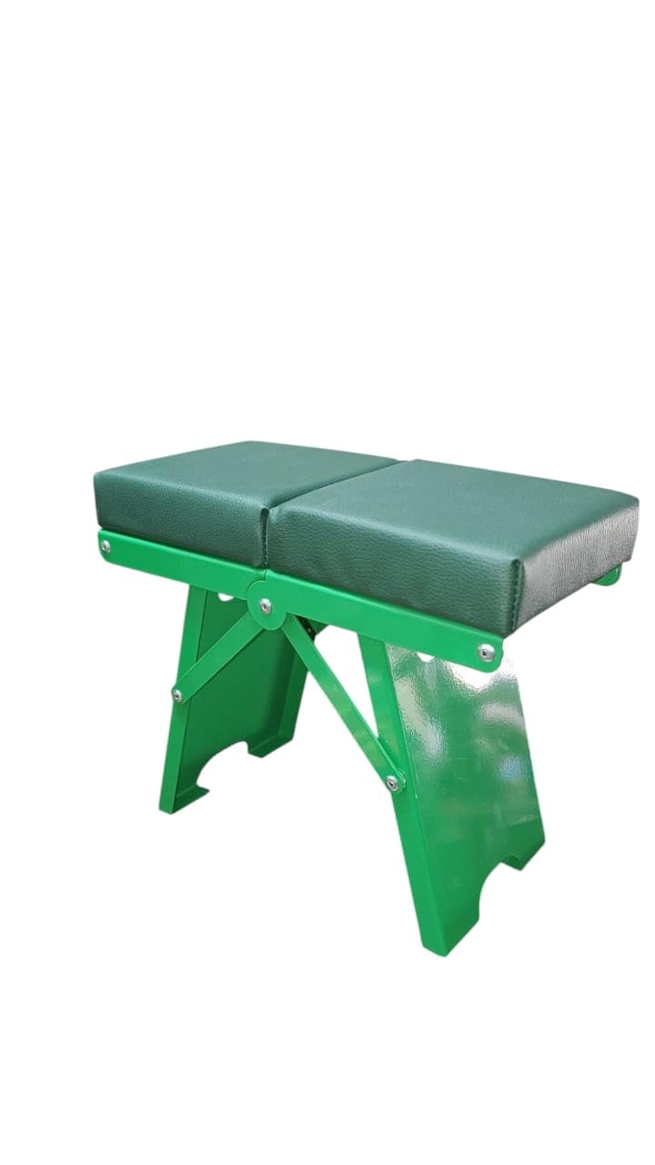 Folding Garden Kneeler Stool, Portable Balcony Seat with Green Metal Frame, Forest Green Padded Cushion-image-49