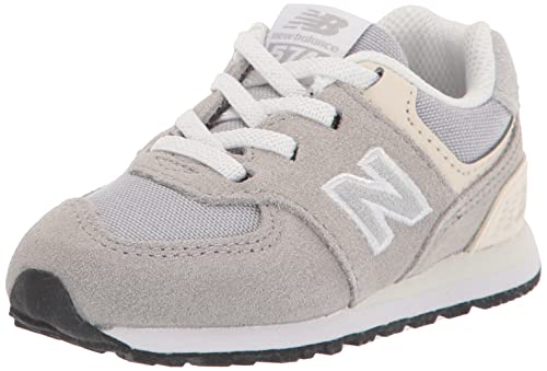 Image of New Balance Kid's 574 V1 Bungee Sneaker, Team Away Grey /Silver Mink, 5 M US Toddler (1-4 Years)