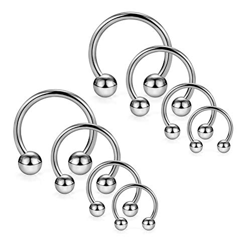 Image of SCERRING 2-8PCS 16G G23 Titanium Horseshoe Septum Ring Nose Rings Hoop Helix Daith Cartilage Tragus Earrings Nipple Eyebrow Body Piercing Jewelry 8mm 10mm 12mm 14mm