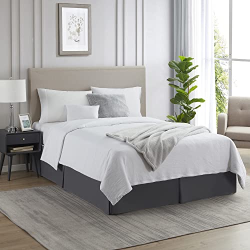 Image of Nestl Dark Gray Full XL Bed Skirt - Full XL Size Bed Skirt 14 Inch Drop - Brushed Microfiber Bed Skirts - Hotel Quality Pleated Bed Skirt - Shrinkage & Fade Resistant