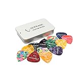 Celluloid Guitar Picks 24 Pack with Metal Box includes Thin, Medium, Heavy Picks, for Acoustic Guita