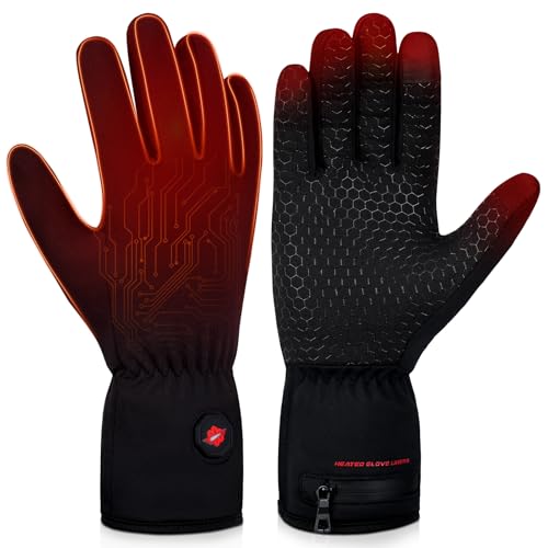 Dr.warm Touchscreen Heated Gloves Liners, Rechargeable Heating Gloves, Anti-slip Electric Hand Warmers for Men or Women