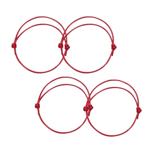 4 Stück Kabbala Armband Rot,Rotes Armband Schutz,Handgewebte Tibetisches Glücksarmband,Roter Faden armband,Einstellbares Schutzarmband,Weihnachten Red String Bracelet für Schutz vor Positive Energie