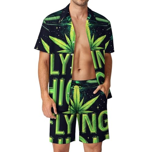 Conjunto de 2 piezas Weeds Flying High Aliens de camisa y pantalón corto para vacaciones tropicales
