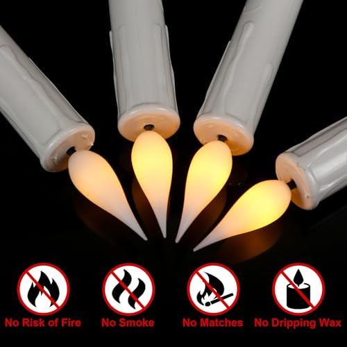 Image of Wondise 30pcs Christmas Flameless Taper Candle Christmas Tree Candle Lights Battery Operated Candles with Remote & Timer, Plastic Flickering LED Candles for Christmas Holiday Home Garden Decor