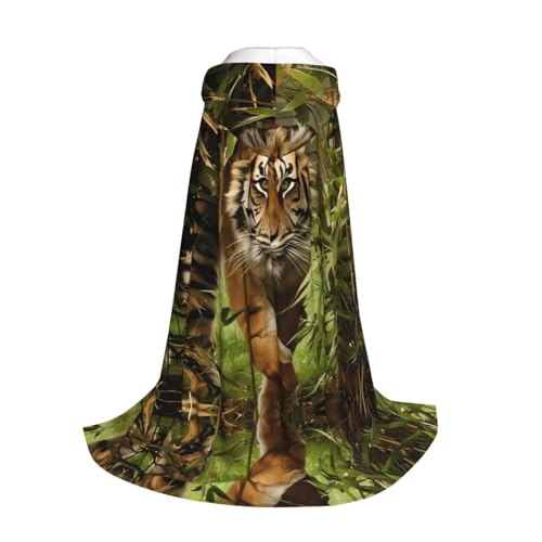 Capa con capucha de tigre para fiestas de máscaras y pasacalles 3