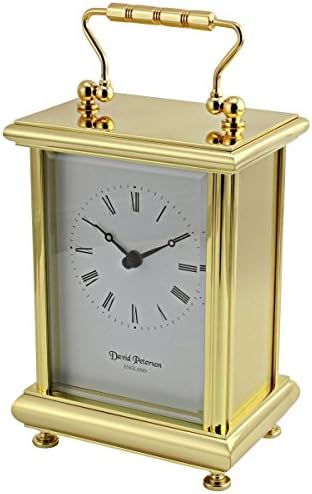 David Peterson Boite Quartz Carriage Clock, Brass, 6.5 x 8.5 x 13 cm