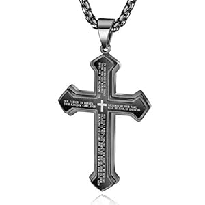 OLEVS Mens Cross Pendant Necklace Large Stainless Steel Cross Pendant Necklace for Men Women