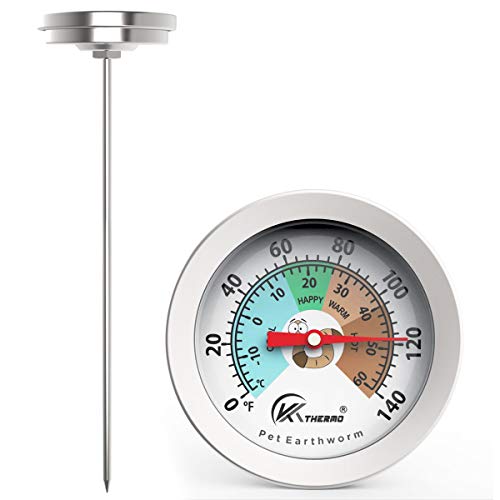 Kt Thermo Compost Soil Thermometer Worm Thermometer Out Door Planting Soli Temperature Measurement With 2.5 Dial And 8 Inch Stainless Steel Probe #TOP3