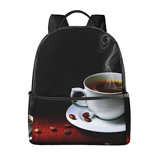 Sac à dos de voyage noir avec imprimé grains de café design fonctionnel taille unique
