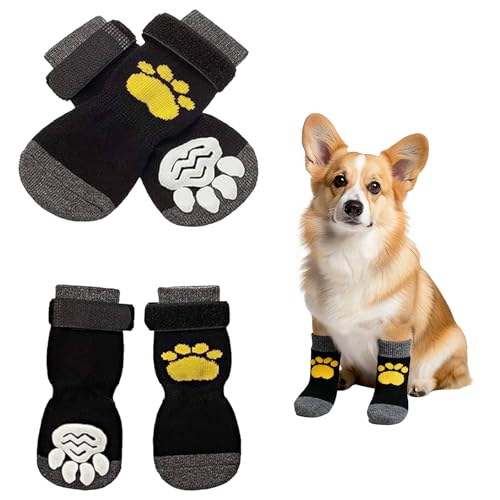 2 Pairs Anti Slip Dog Socks - Protection for Injured Paws, Dog Socks Paws Stop Licking,Soft & Comfortable, Adjustable Straps, Ideal for Indoor & Outdoor Use (M)