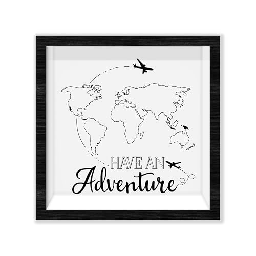 Black Travel Shadow Box Frame with Slot Have an Adventure Boxes Frames for Fund 8x8 Memory Box for Keepsakes Travel Gifts and Decorations 19