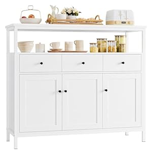 FirFurd Weißes Sideboard Küchenschrank mit 3 Schubladen