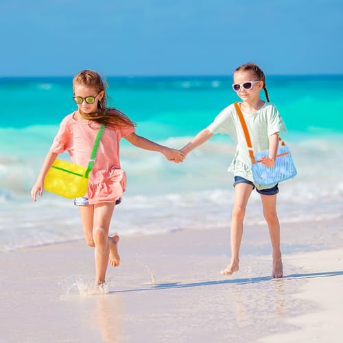 Image of Beach Mesh Shovel and Shell Bag Set, Shark Tooth Sifter Dipper with Mesh Beach Bags for Shell Collecting, Kids Sand Filter Scooper Toys for Toddlers Shelling Picking Up (Red)
