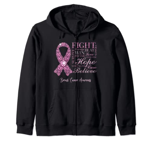 Fight Hope Believe Ruban Rose Sensibilisation au cancer du sein Sweat à Capuche
