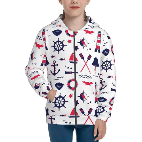 Sailing Marine Travel Kids Pullover Hoodies Boys Zip Up Sweatshirts Girls Athletic Clothes with Pocket3