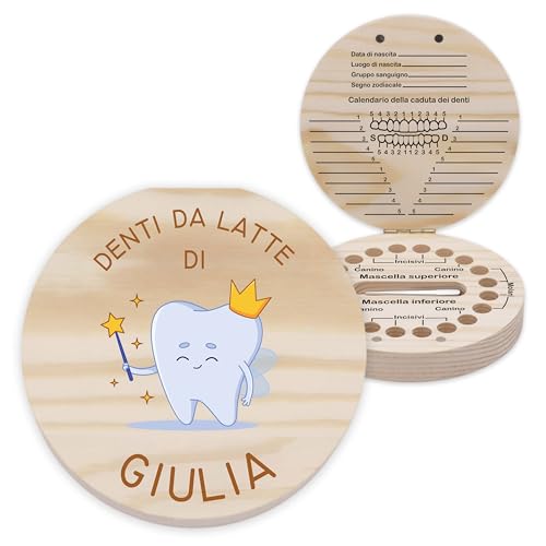 Regalo per bambini: La scatola per denti con nome e testo è un regalo speciale per un figlio, una figlia, un nipote o un bambino, in occasione della nascita, del battesimo, del compleanno, dell'inizio della scuola o del Natale.