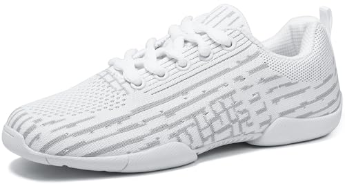Girls Cheer Shoes White Cheerleading Lightweight Sneakers Kids Athletic Training Dancing Shoes