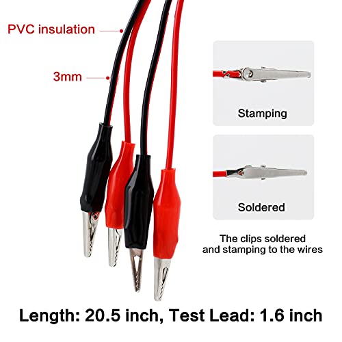 Image of 6Groups Electrical Alligator Clips, Insulated Alligator Clips with Wires,Test Leads Cable Double-Ended Clips, Black & Red 42inch
