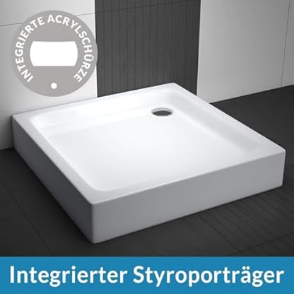AQUABAD Duschwanne/Duschtasse | Komplettset Forta Plus mit LeakProtect Technologie Smooth White 90x90cm Quadrat | inkl. Ablaufgarnitur/Siphon Alcadran A49CR – Bild 4