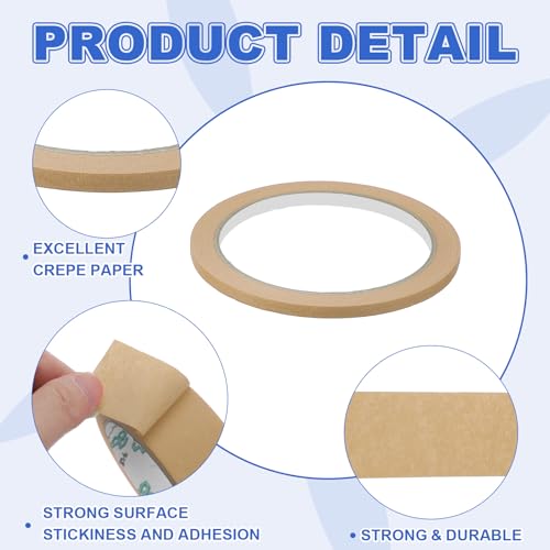 Image of MECCANIXITY Masking Tape 0.2 Inch x 21 Yard Painter's Tape Brown Paint Tapes for DIY Crafts Arts Drawing Decoration Labeling Car Painting Artist Teachers, Pack of 6