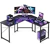 Casaottima L Shaped Gaming Desk, Corner Desk Gaming Table for Home Office, Computer Desk Sturdy Writing Workstation for Small Space, Easy to Assemble, 51 inch, Carbon Fiber Surface, Black