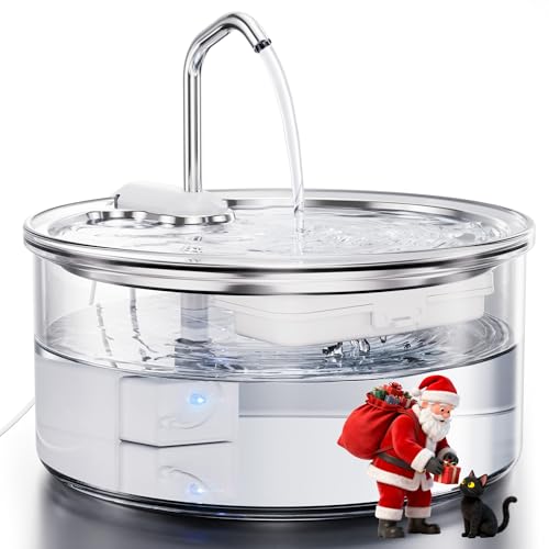 Tomxcute Glass Cat Water Fountain - 108oz/3.2L Ultra-Quiet Cat Fountain for Drinking, Elegant Easy to Clean Glass Pet Water Fountain for Cats, Small Dogs, Multiple Pets, Model Number P11G