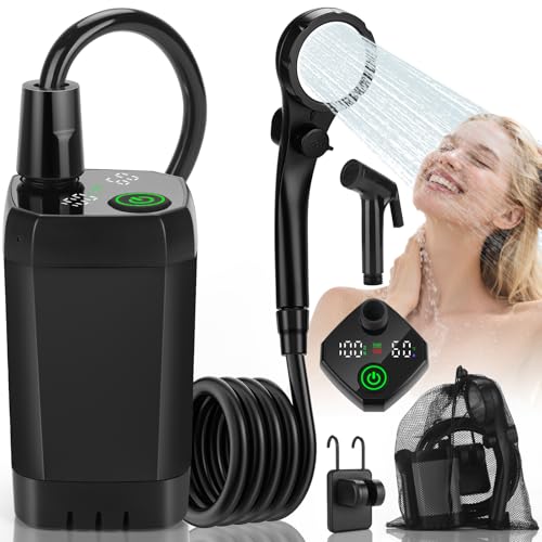 vignuto Portable Shower for Camping, Rechargeable Camping Shower Pump with LED Display of Battery...