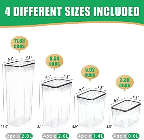 Wildone Airtight Food Storage Containers - BPA Free Cereal & Dry Food Storage Containers Set of 14 for Sugar, Flour, Snack, Baking Supplies, with 20 Chalkboard Labels & 1 Marker