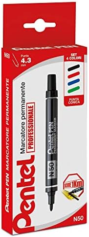 Pentel N50 Permanent Marker, 1.5-2 mm Bullet Tip - Green, Pack of 12