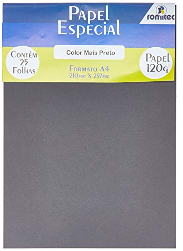 Romitec Color Mais Papel A4 Pacote de 25 Folhas, Preto, 120 g