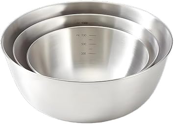 3-Piece Stainless Steel Salad Bowl Set23.67oz, 43.96oz &71.01oz Food-Grade,Multifunctional for Mixing, Kneading,Dishwasher Safe 3, 700ml/23.67oz;1300ml/43.96oz;2100ml/71.01oz