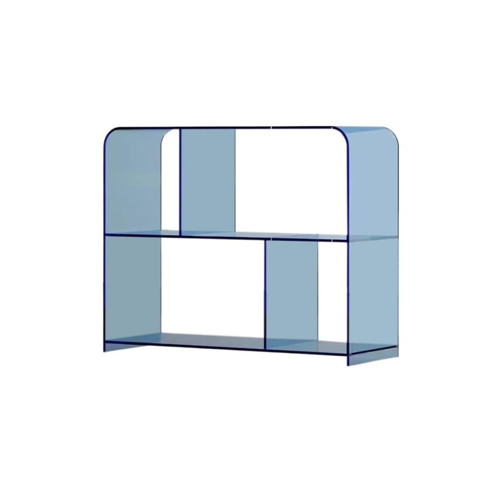 CHENGAIJIAN Cd Rack Vinyl Record Storage Rack Transparent Acrylic Bookcase Magazine Sofa Side Table(Blue)