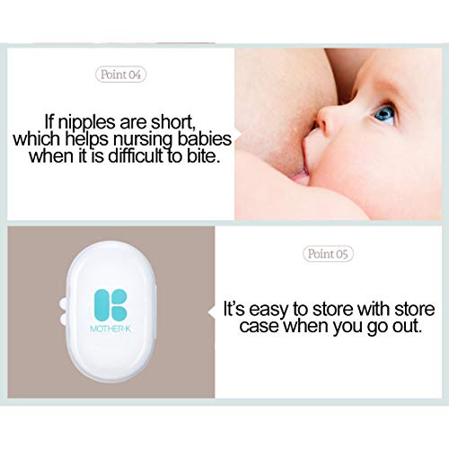 Mother-K Silicone Nipple Shield 2P with Carry Case, Contact Nipple Shields for Breastfeeding with Latch Difficulties or Flat or Inverted Nipples, Nipple Wound Protection (Large) - Thumbnail 5