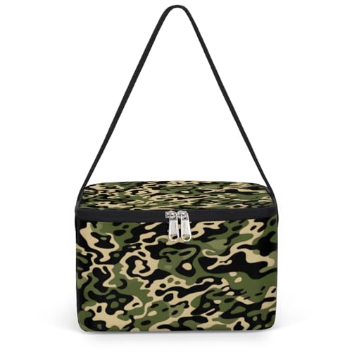 GzLeyigou Camo Skin Lunch Bags for Women Men 9 Cans, Hot & Cold Food Delivery Bag Insulated Grocery Bag Insulated Lunch Box Military Texture Cooler Bag for Office Work Picnic Beach