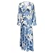 Women's Fashionable and Comfortable High Waist Temperament Printed V Neck Casual Dress Casual Dress for Women (D, L) C Z Short Wedding Dresses for Bride