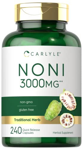 carlyle noni fruit capsules 3000mg  240 count  non-gmo gluten free  traditional herb supplement