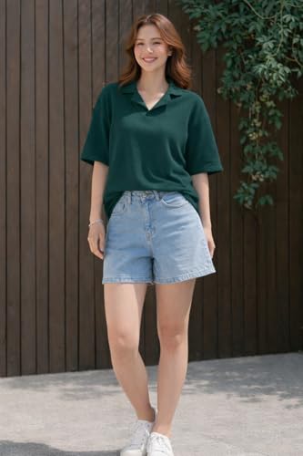 Image of Zilcon Oversized Tshirts for Women V-Neck Summer Short Sleeve Casual Loose Top