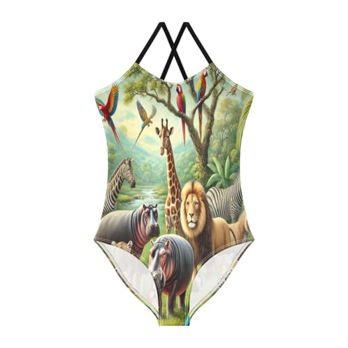 Tropical Animals Jungle Bathing Suits for Girls Swimsuit Summer Beach Swimwear One Piece Swimsuits