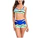 Zweiteiliger Badeanzug für Frauen, große Größe, verstellbare Träger, mit Punkten und Streifen, Farbverlauf, Bikini-Set für den Sommer, Bikini, 05 Blau, M
