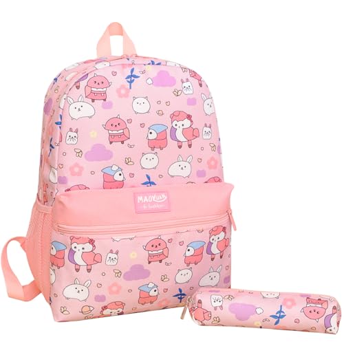 School Bag, Kids Backpack School for Girls Boys, Cute Teen Elementary Girls School Bags Sports Casual Daypack Lightweight Rucksack (Pink Rabbit)