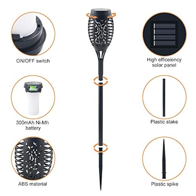 16 Pack Upgraded Solar Lights Outdoor, Mini Solar Torch Lights with Flickering Flames, Waterproof Landscape Decoration Dancing Flame Lights for Garden Pathway Yard, Auto On/Off Dusk to Dawn