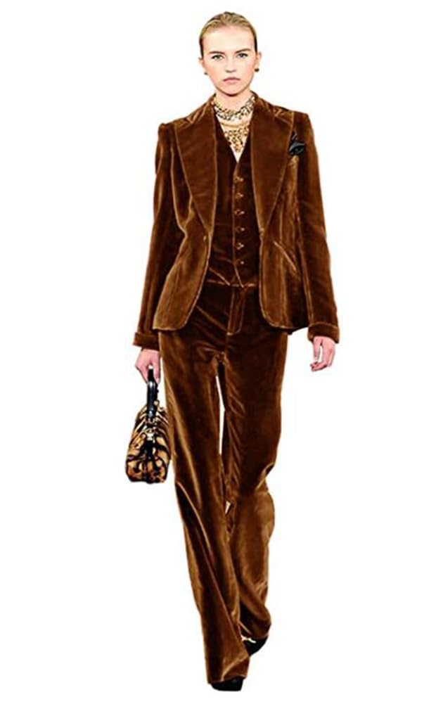 Costume de bureau 2 pièces en velours pour femme - Blazer&pantalon - Costume de fête de mariage