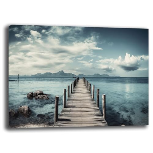 Cuadro moderno de pared de estilo puente, para la playa, ideal para la sala de estar de pared, XXL, grande, impresión sobre lienzo, decoración mural para dormitorio, cocina, hotel, B & B (6, 30 x 40