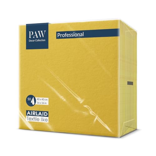 PAW - 50 Serviettes en Airlaid Aspect Tissu (40x40 cm) | Serviettes Jetables Haut de Gamme et Absorbantes | Idéales pour Mariages, Fêtes et Communions |...