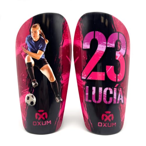 Oxum Sport - Espinilleras de Fútbol Personalizadas para Niños y Adultos - Personaliza con tu Foto, Número y Nombre - Bolsita para espinilleras de Regalo - Gama One Valkyrie